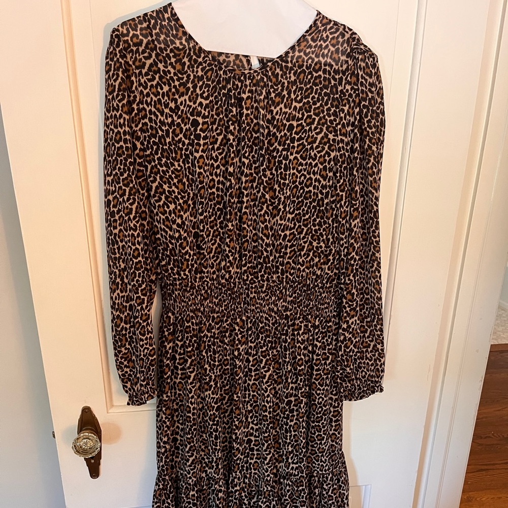 Jcrew leopard dress, cinch waist, M
